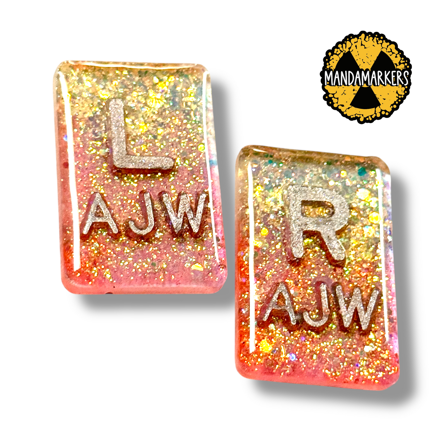 Iced Sherbet Glitter Xray Markers with Initials