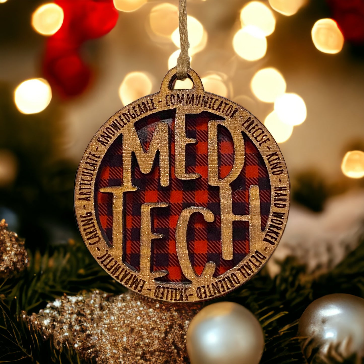 Christmas Ornament Med Tech Buffalo Plaid