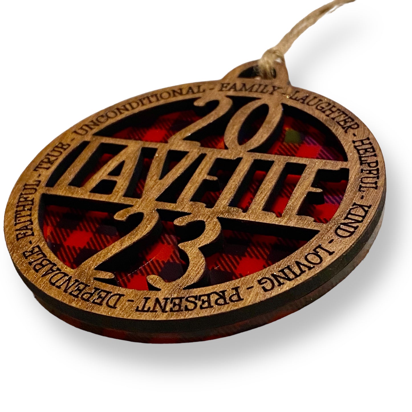 Christmas Ornament Personalized Buffalo Plaid Family with Year