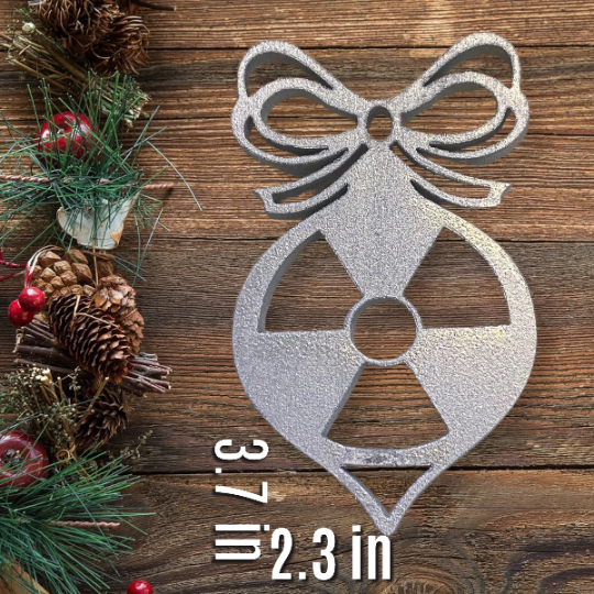 Christmas Ornament Radiation Symbol in Silver