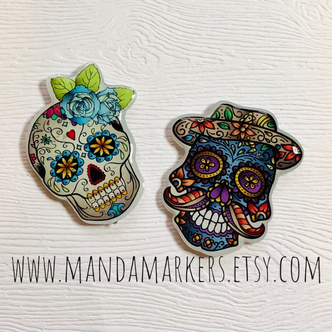 Mr and Mrs Day of the Dead Xray Markers Customized with Initials