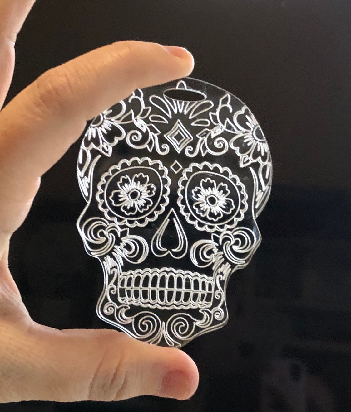 RadPad Etched Acrylic Sugar Skull for Holding Xray Markers