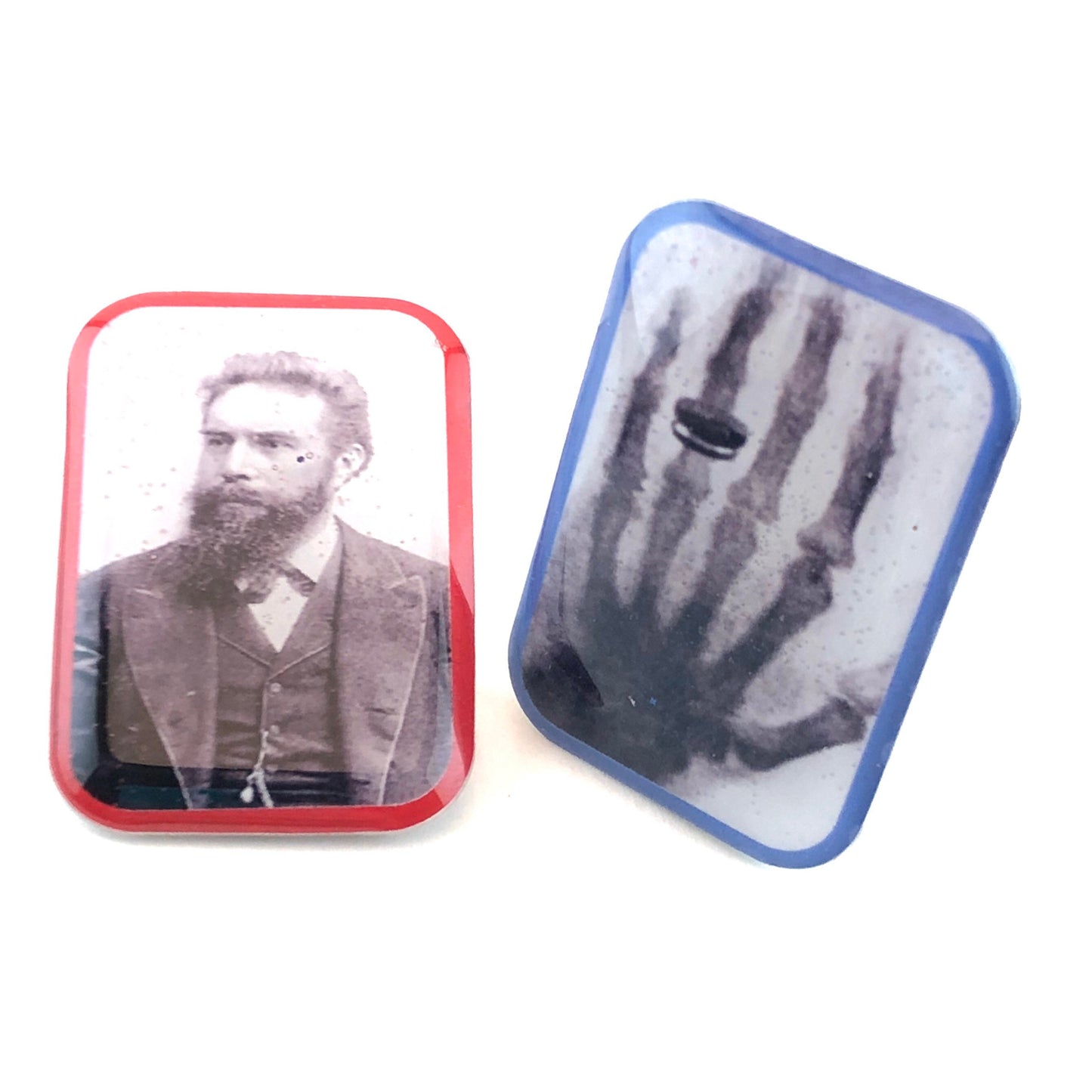 Xray Markers Wilhelm Roentgen with Thin Blue and Red Borders