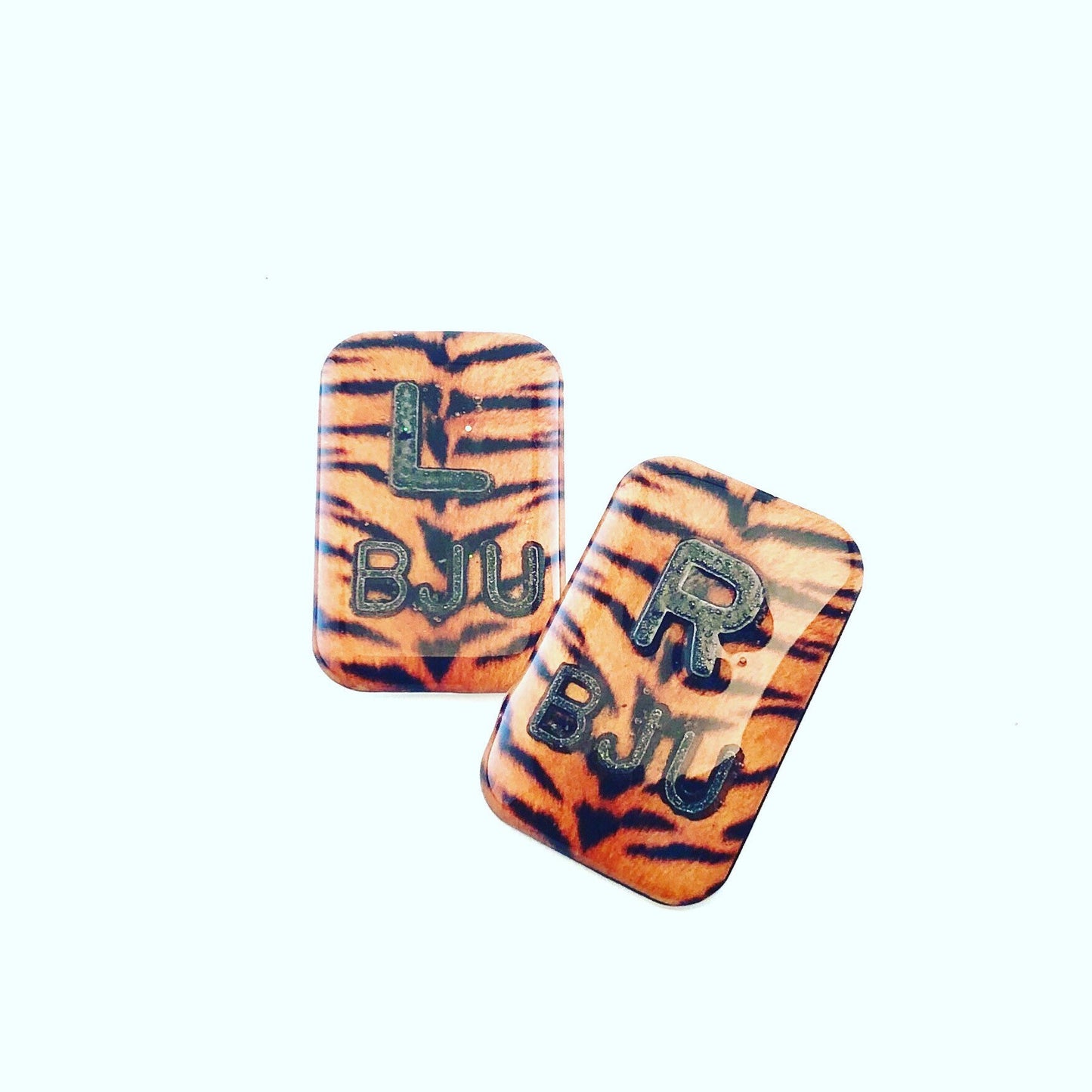 Tiger Animal Print Xray Markers Customized with BLACK Lead Initials