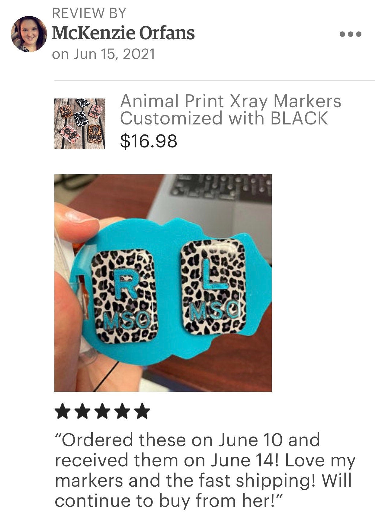 Xray Markers Animal Print Customized with Black Lead Initials