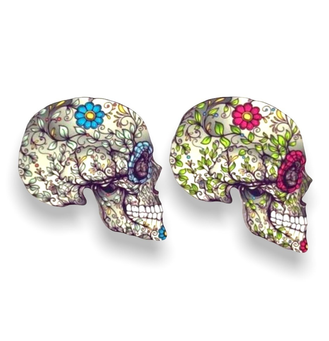 Gray Skull Xray Markers with Blue and Pink Flowers Customized with Initials