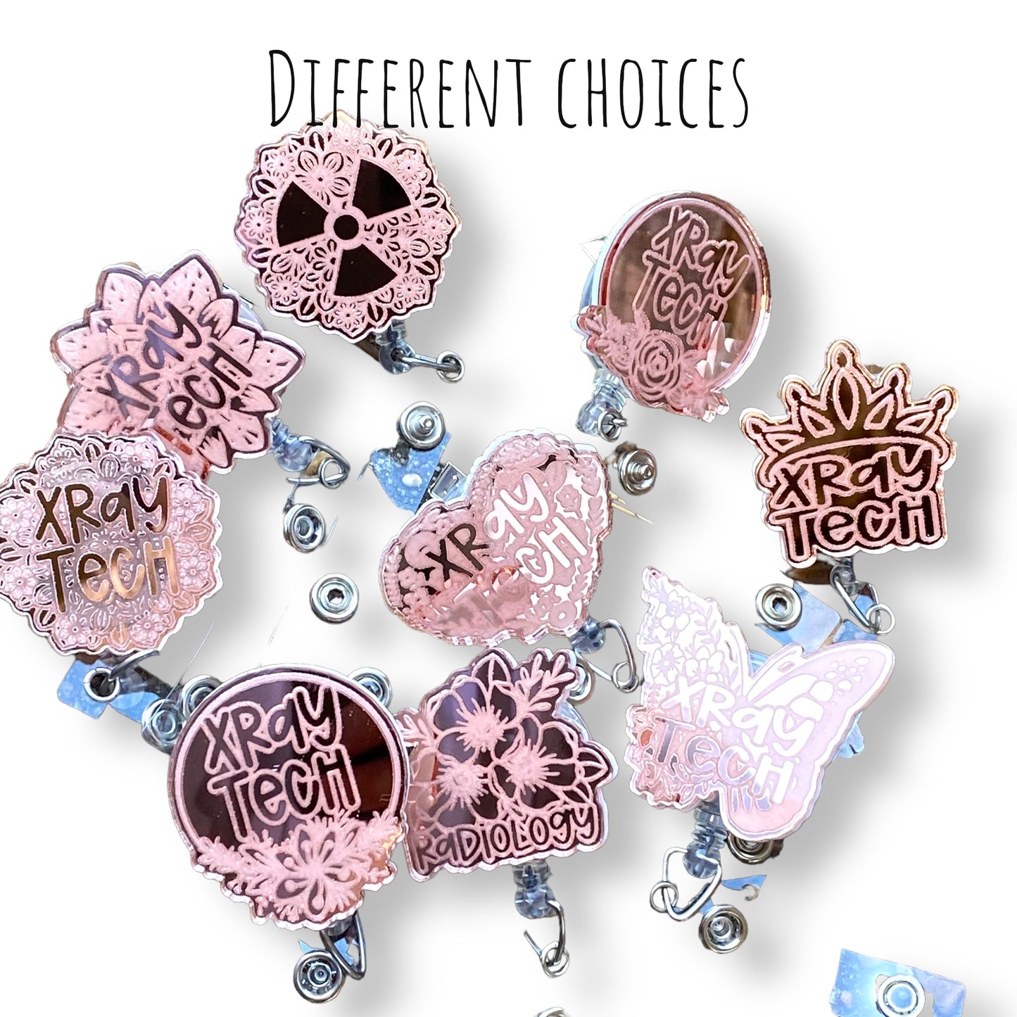 Badge Reel Rose Gold Xray Tech Flower