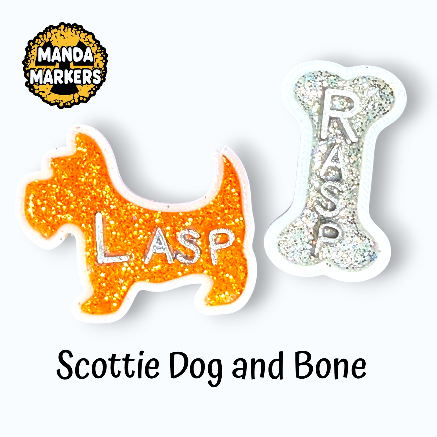 Scottie Style Dog X-Ray Markers – Custom Initials – Dog & Bone Radiology Set