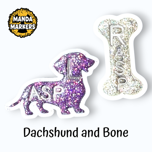 Dachshund X-Ray Marker Set – Custom Initials – Wiener Dog & Bone Radiology Markers