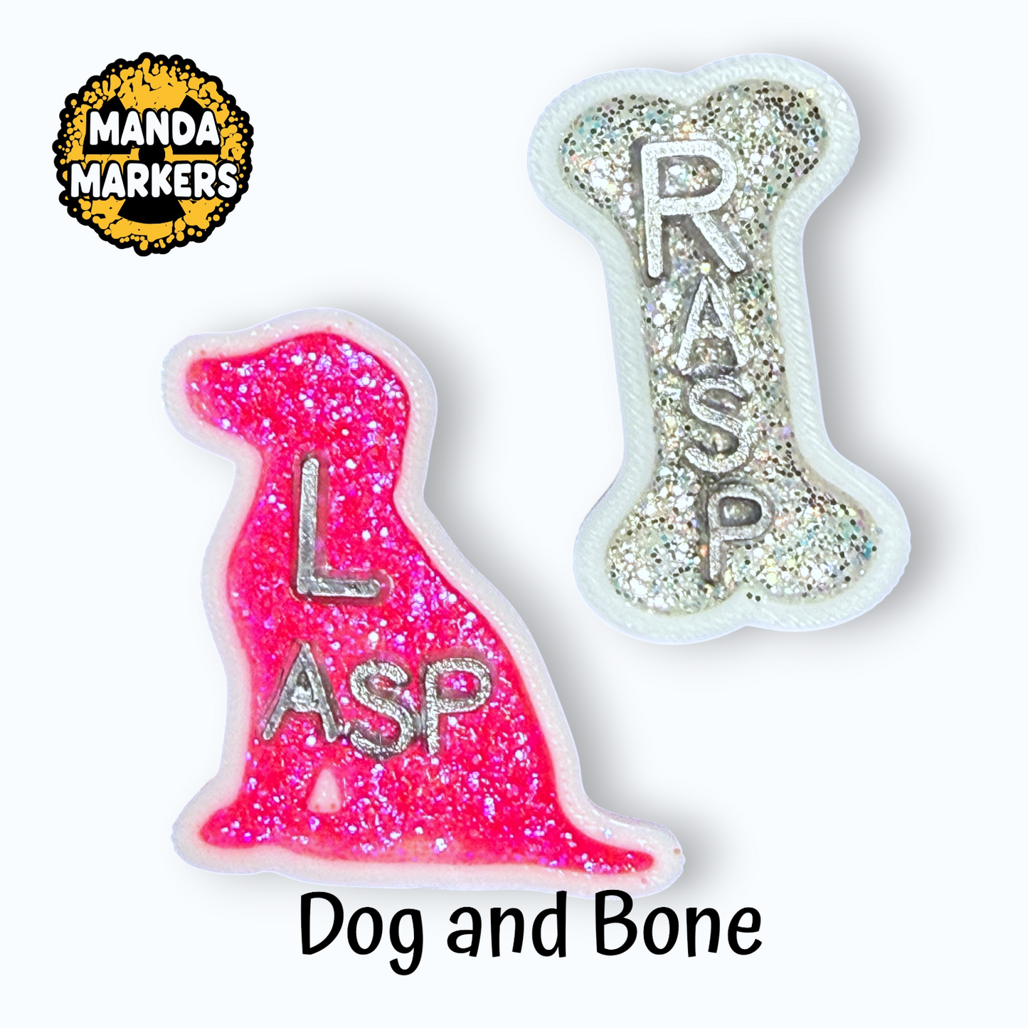 Custom Dog X-Ray Markers Set – Sitting Dog & Bone – Personalized Radiology Markers