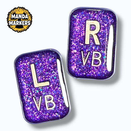 Xray Markers Purple with Rose Gold Colored Lead Letters and Your Initials