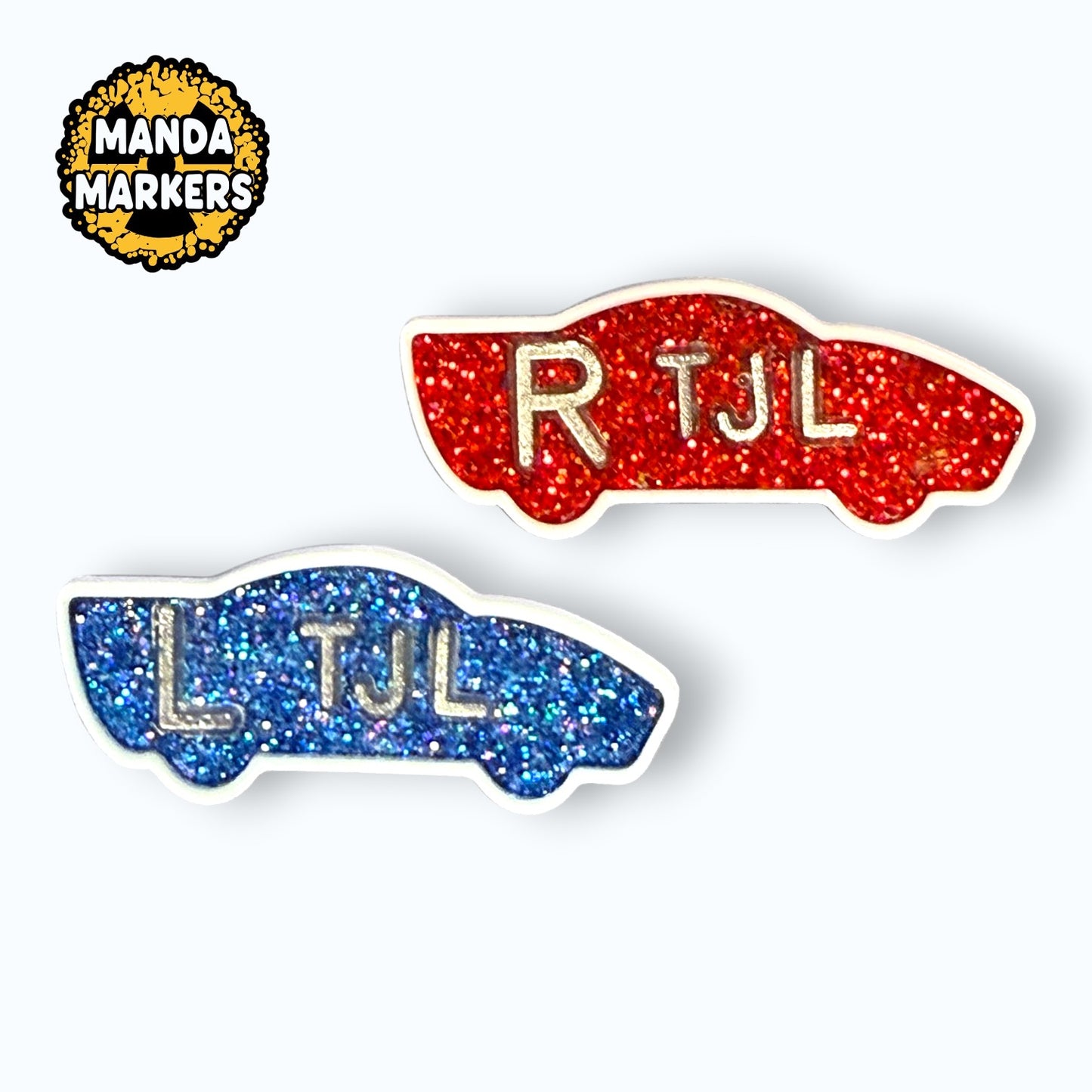 Race Car Glitter Xray Markers Customized with Initials