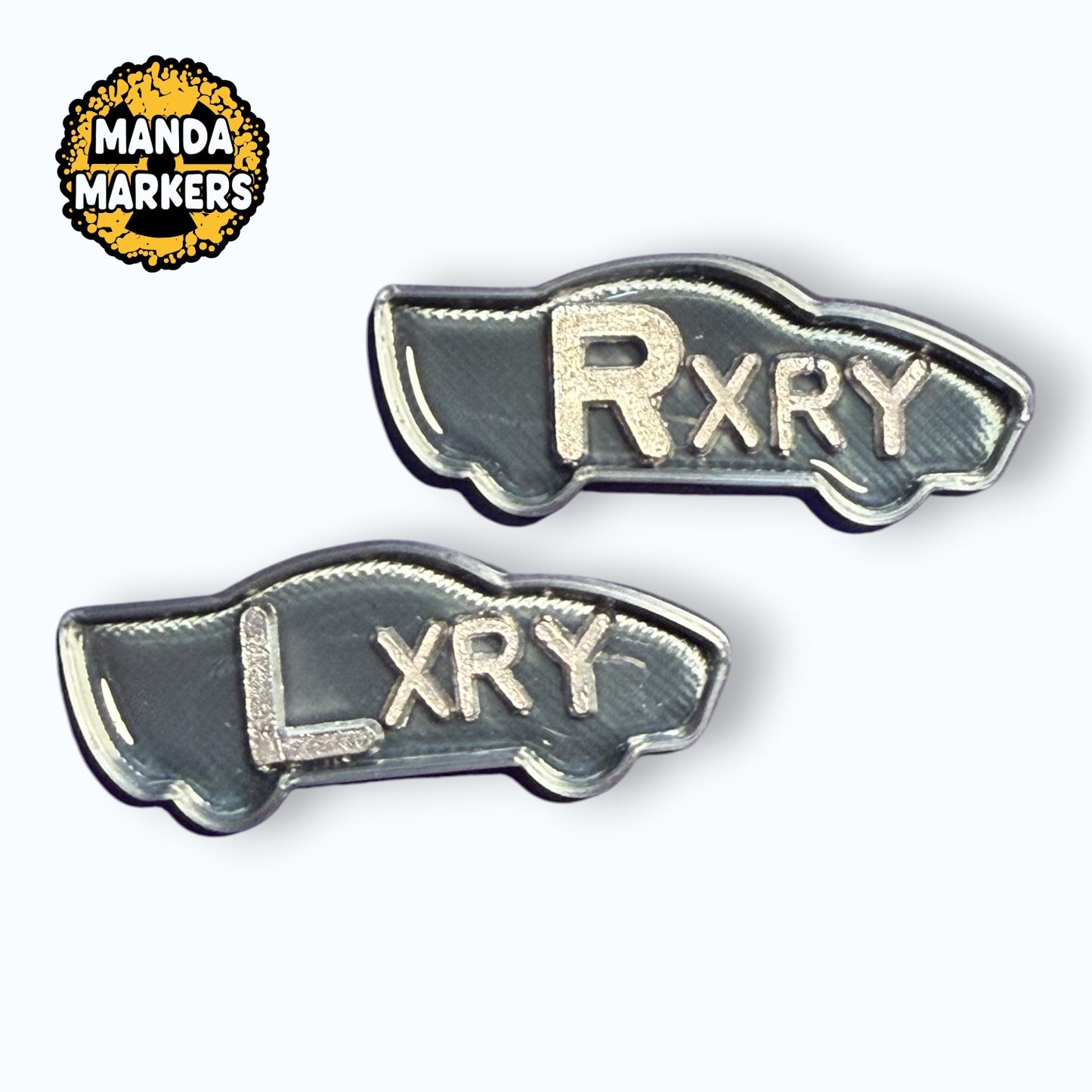 Race Car Silver Xray Markers Customized with Initials