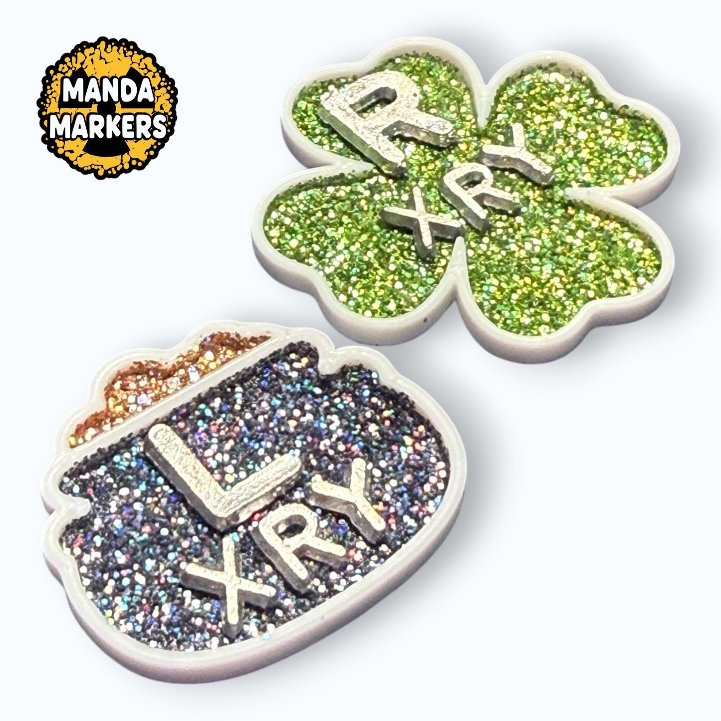 Best of Luck Custom Initial Xray Markers: Gold Pot, Clover Design