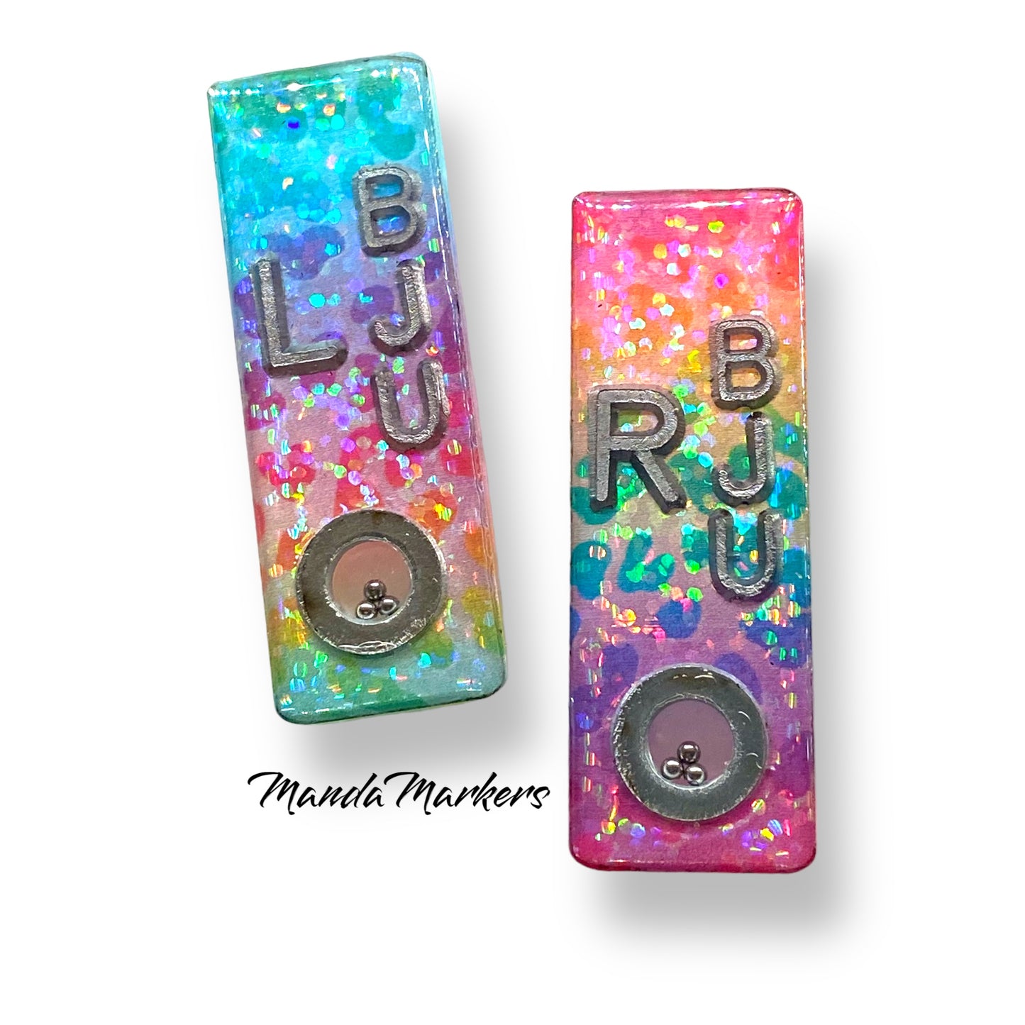 Rainbow Animal Print BB Mitchell Xray Markers Customized with Lead Initials