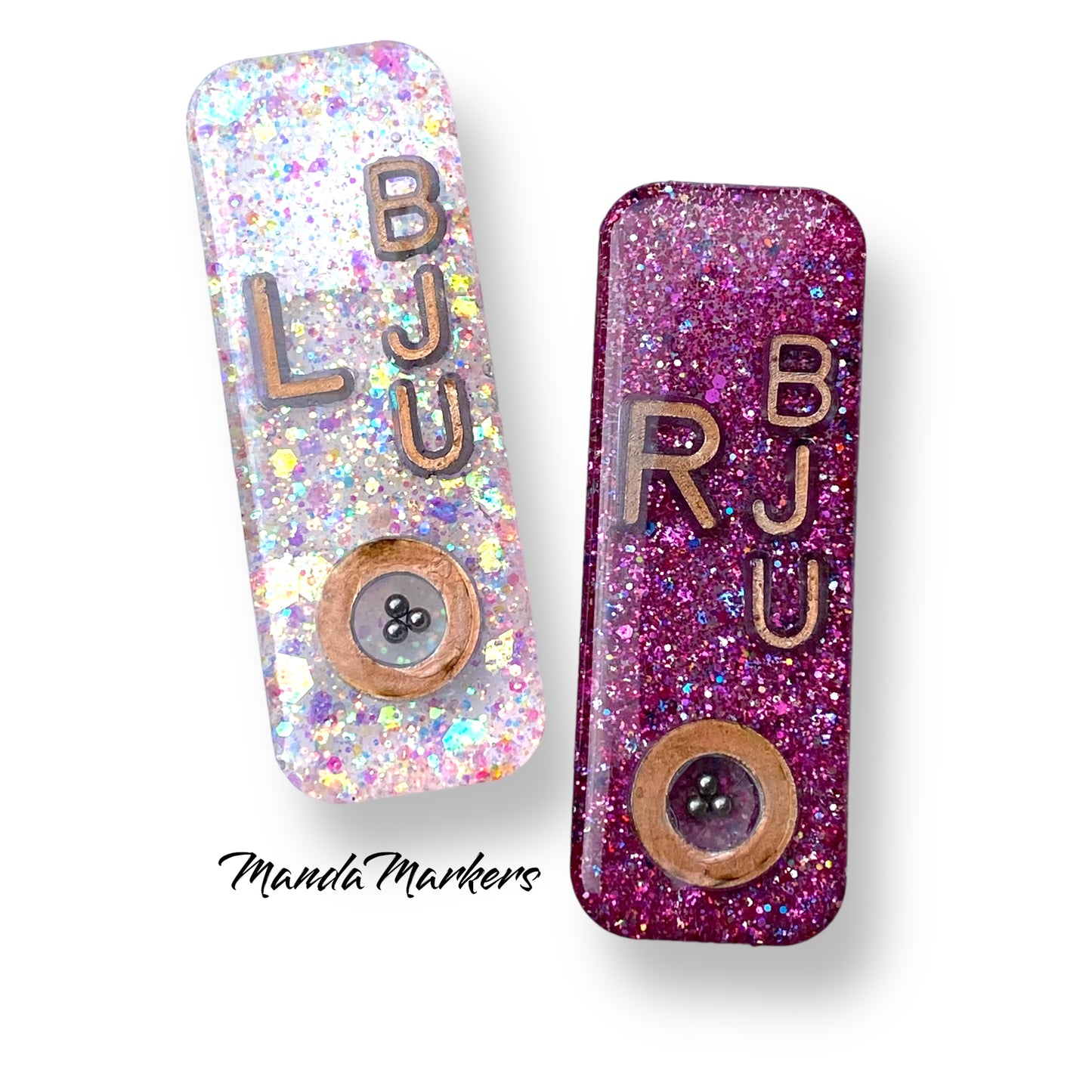 Opal Bliss BB Mitchell Xray Markers Customized with Rose Gold Lead Initials