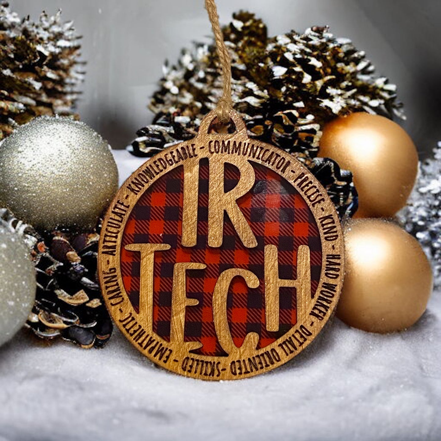 IR Tech Buffalo Plaid Christmas Ornament
