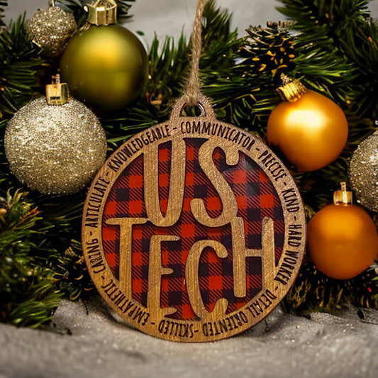 Ultrasound Tech Buffalo Plaid Christmas Ornament