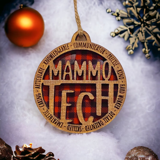 Mammo Tech Buffalo Plaid Christmas Ornament