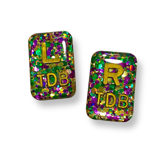 Mardi Gras Party Xray Markers with Gold Initials Optional Third Arrow Marker