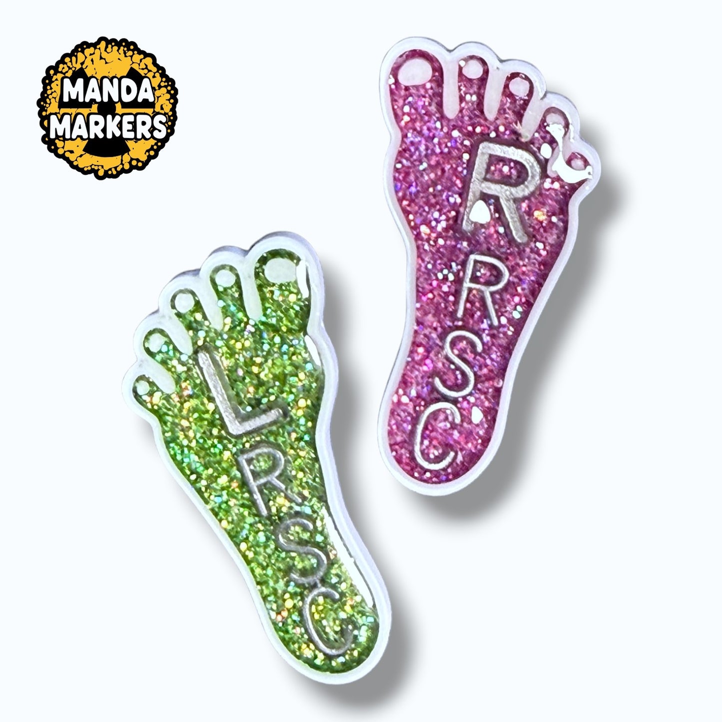 Footsteps Glitter Feet Xray Markers for Foot with up to 3 Initials
