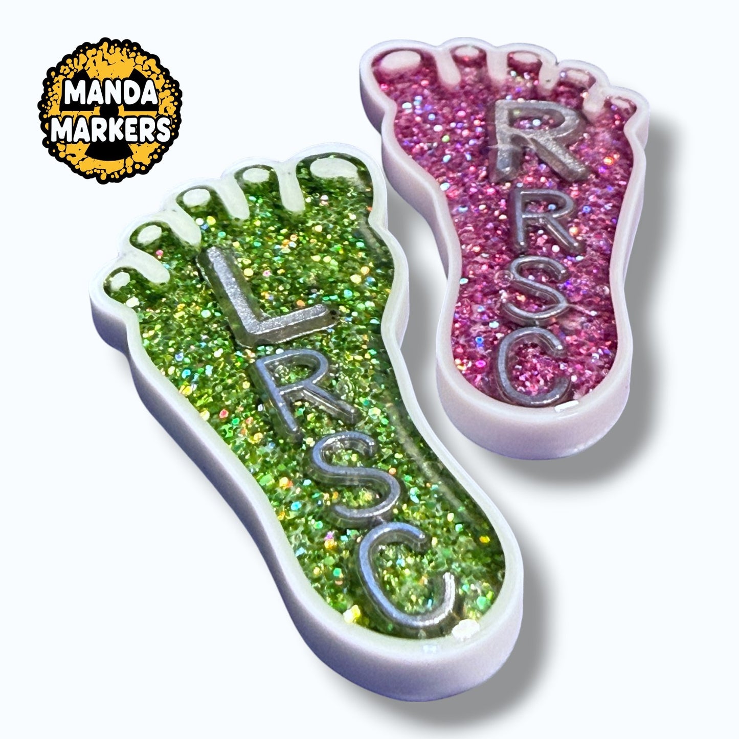 Footsteps Glitter Feet Xray Markers for Foot with up to 3 Initials