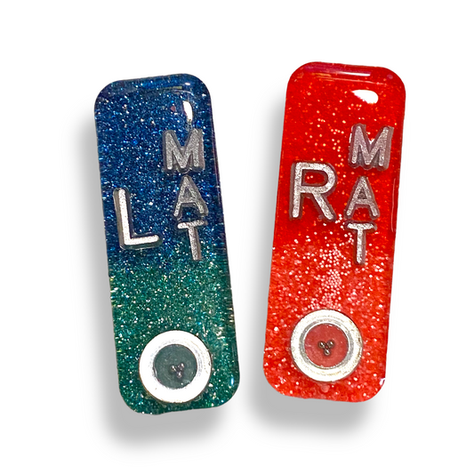 Red and Blue Ombre BB Mitchell Xray Markers  Customized with Lead Initials