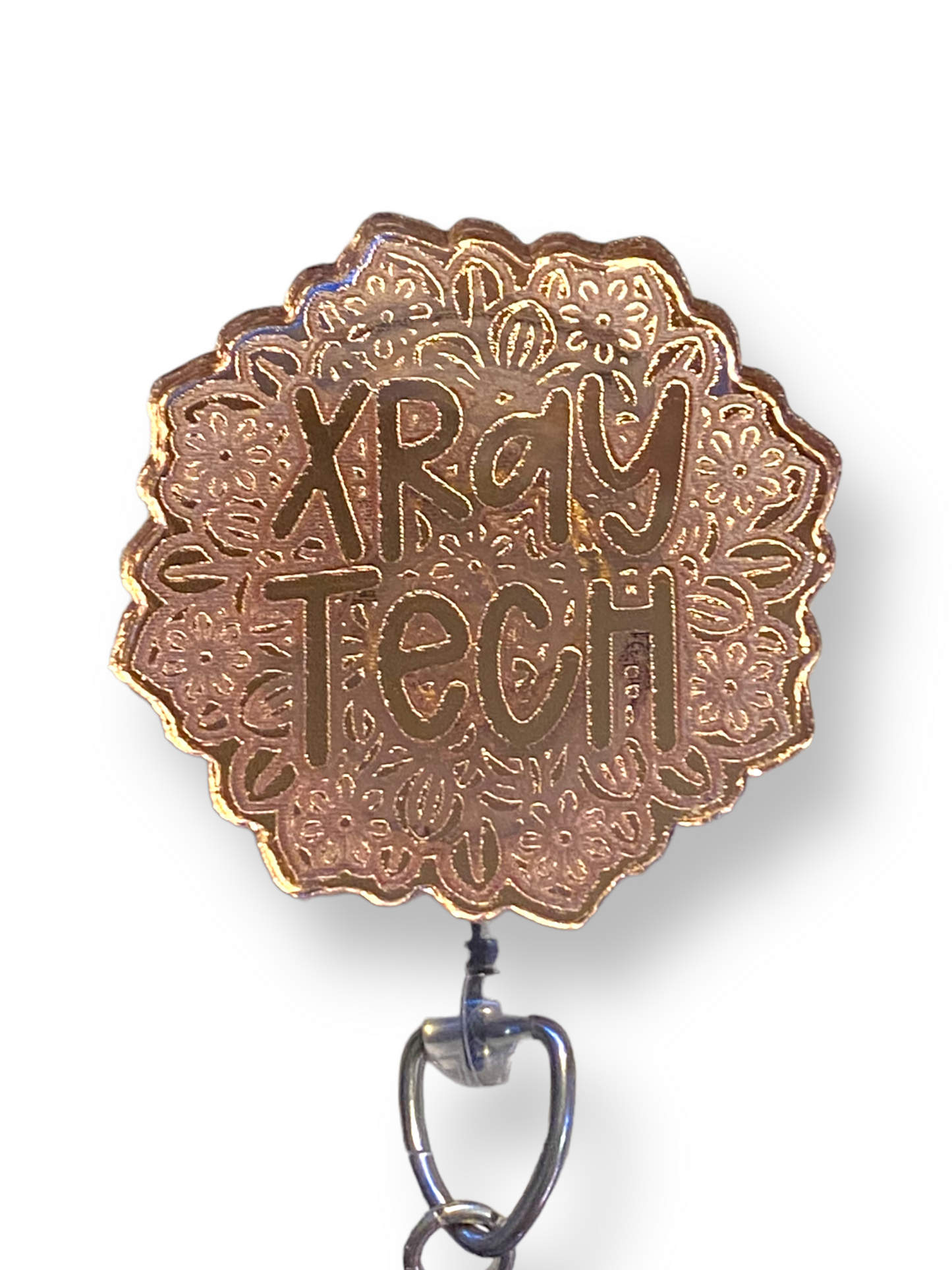 Badge Reel Rose Gold Floral Xray Tech