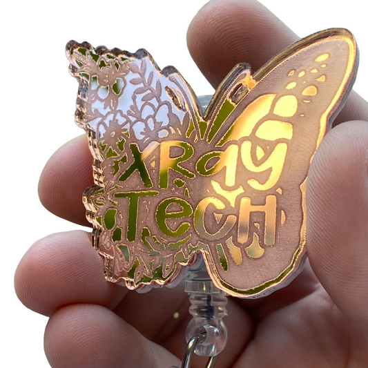 Badge Reel Rose Gold Xray Tech Butterfly