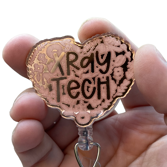 Badge Reel Rose Gold Floral Heart