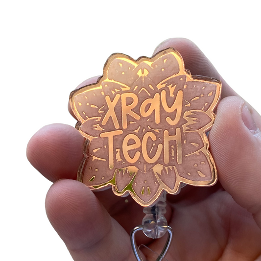 Badge Reel Rose Gold Xray Tech Flower