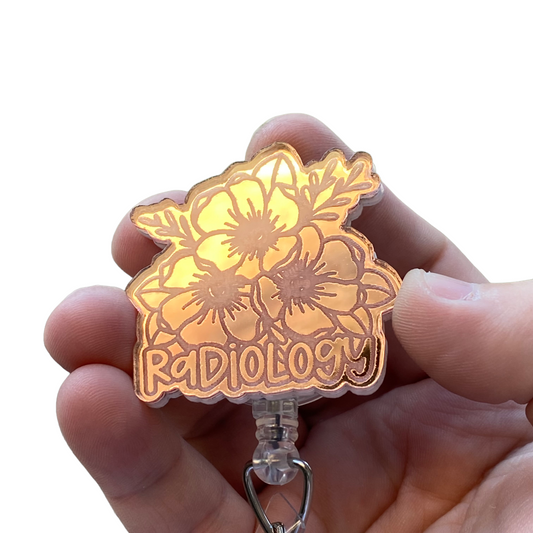 Badge Reel Rose Gold Floral Radiology