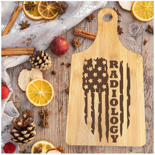 Engraved Cutting Board Radiology Flag