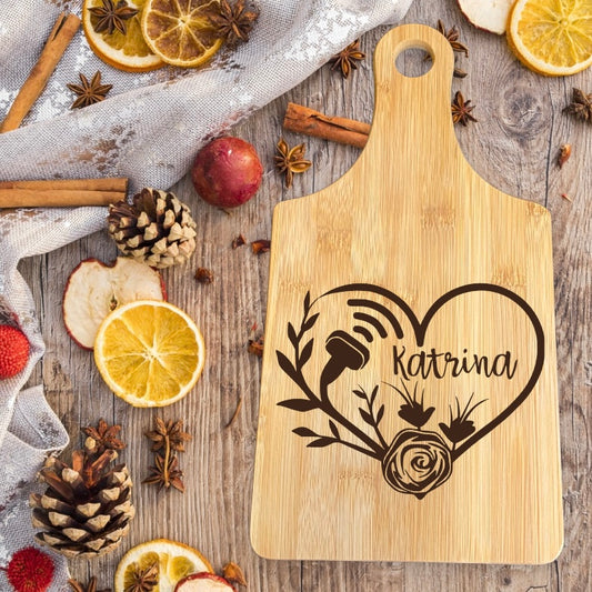 Engraved Cutting Board Sonographer Ultrasound Tech Rose Heart Personalized