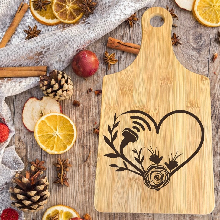 Engraved Cutting Board Sonographer Ultrasound Tech Rose Heart Personalized