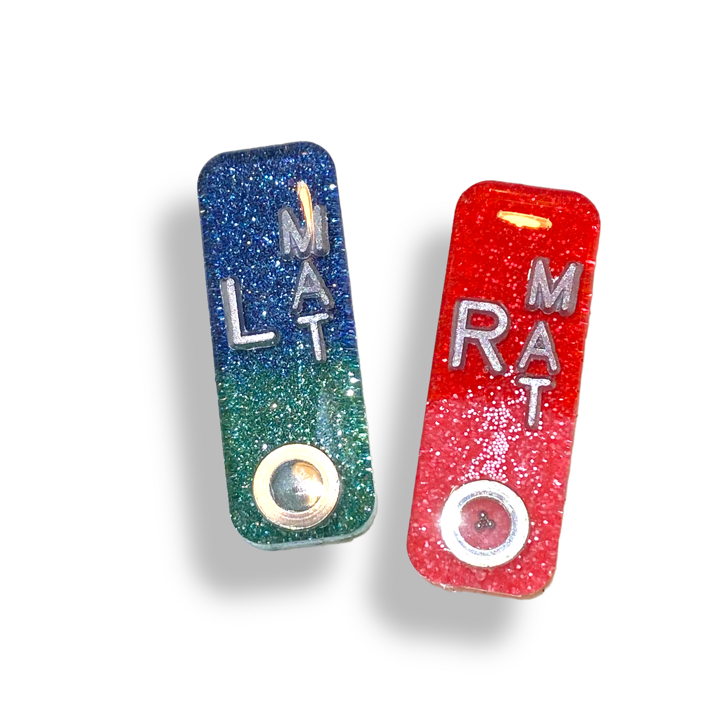 Red and Blue Ombre BB Mitchell Xray Markers  Customized with Lead Initials
