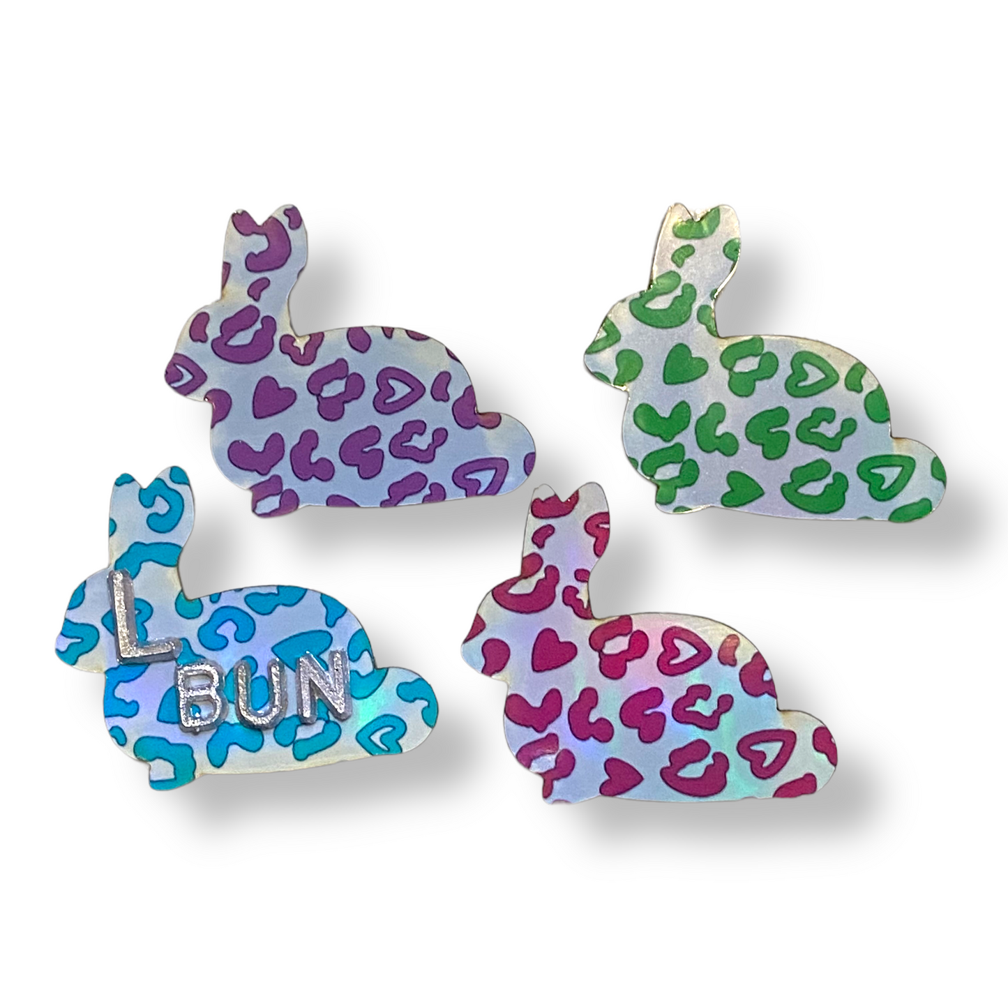 Holographic Leopard Easter Bunny Xray Markers Customized with Initials
