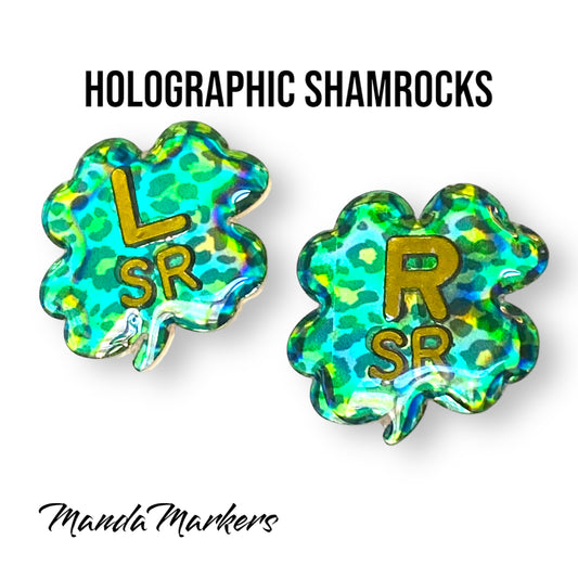 Leopard Shamrock Holographic Xray Markers Rectangle Customized with Lead Initials