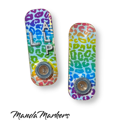 Rainbow Leopard Holographic BB Mitchell Xray Markers  Customized with Lead Initials