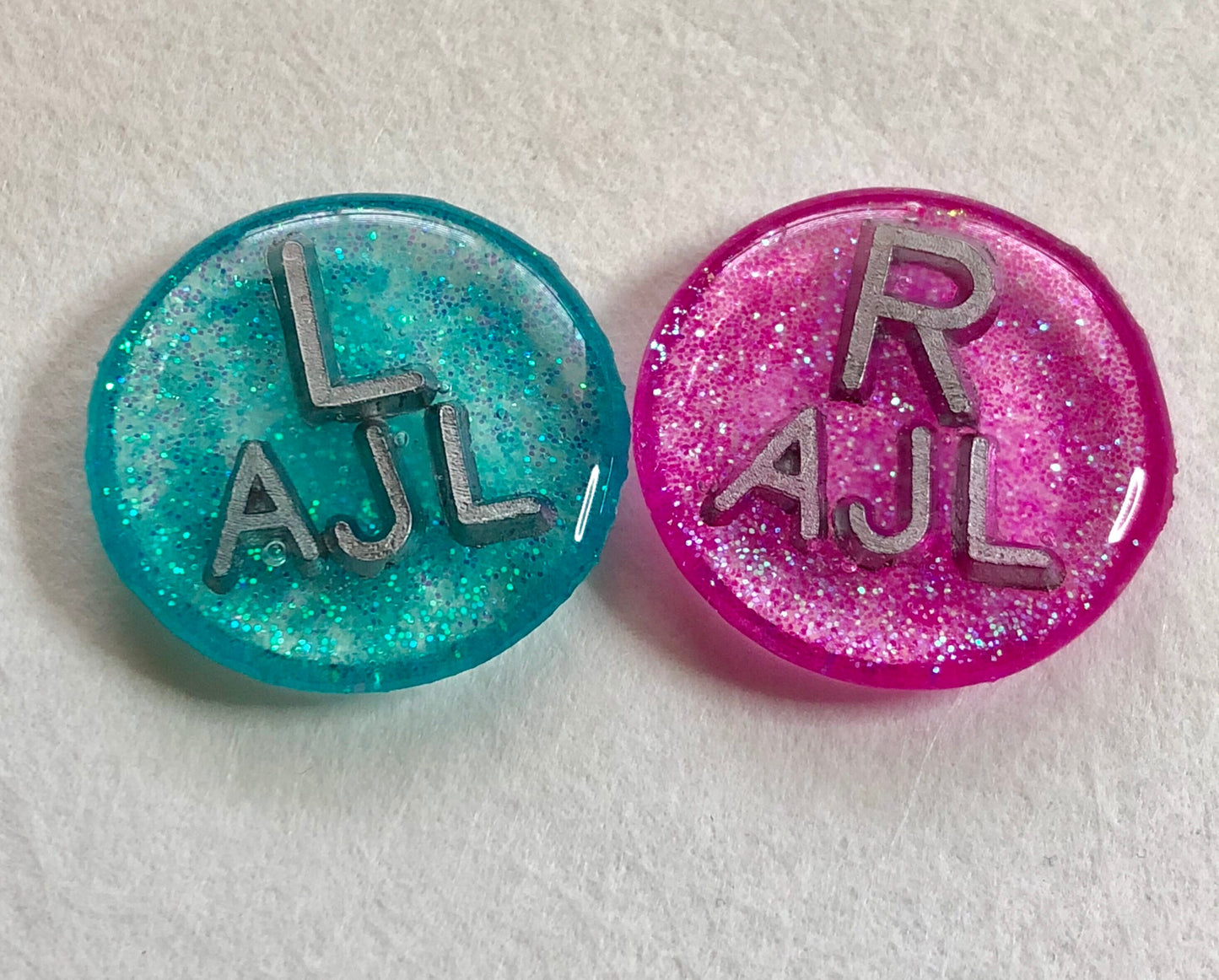 Pink and Blue Ice Circle Xray Markers Customized with Initials