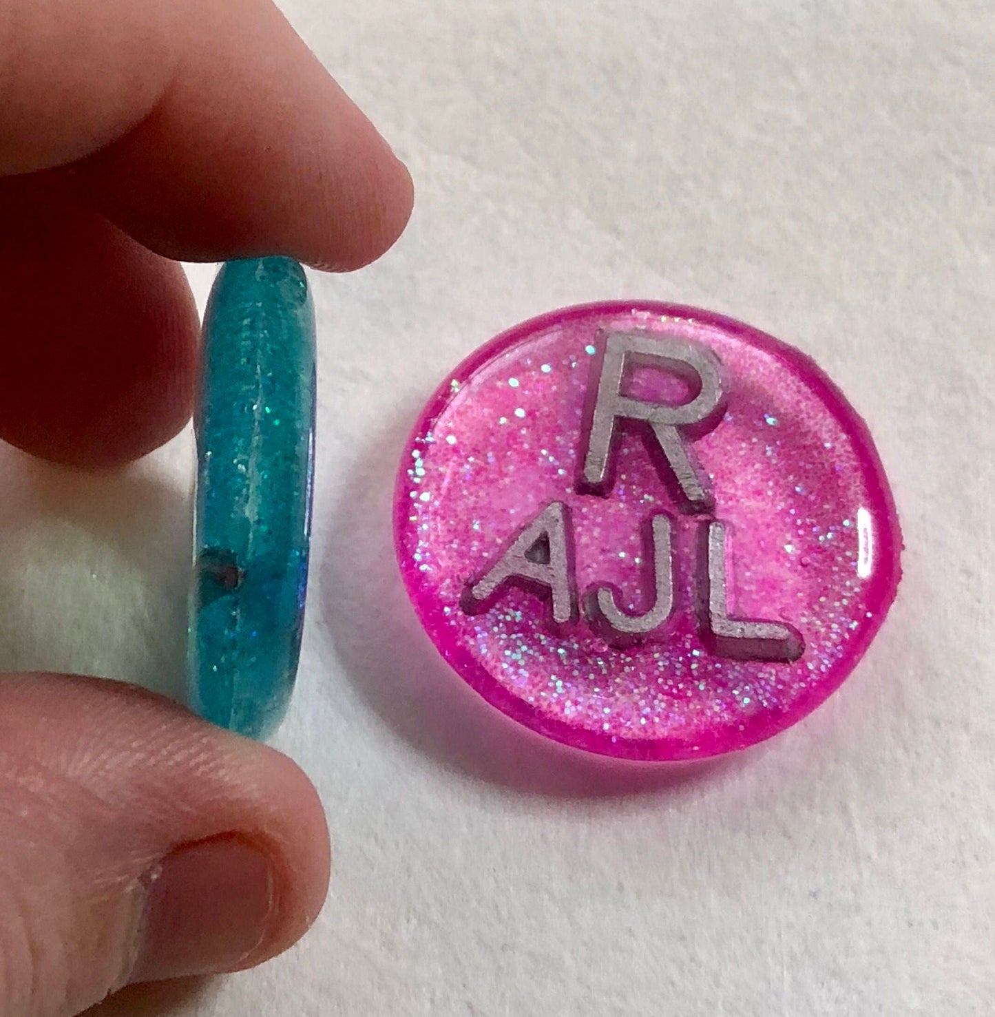 Pink and Blue Ice Circle Xray Markers Customized with Initials