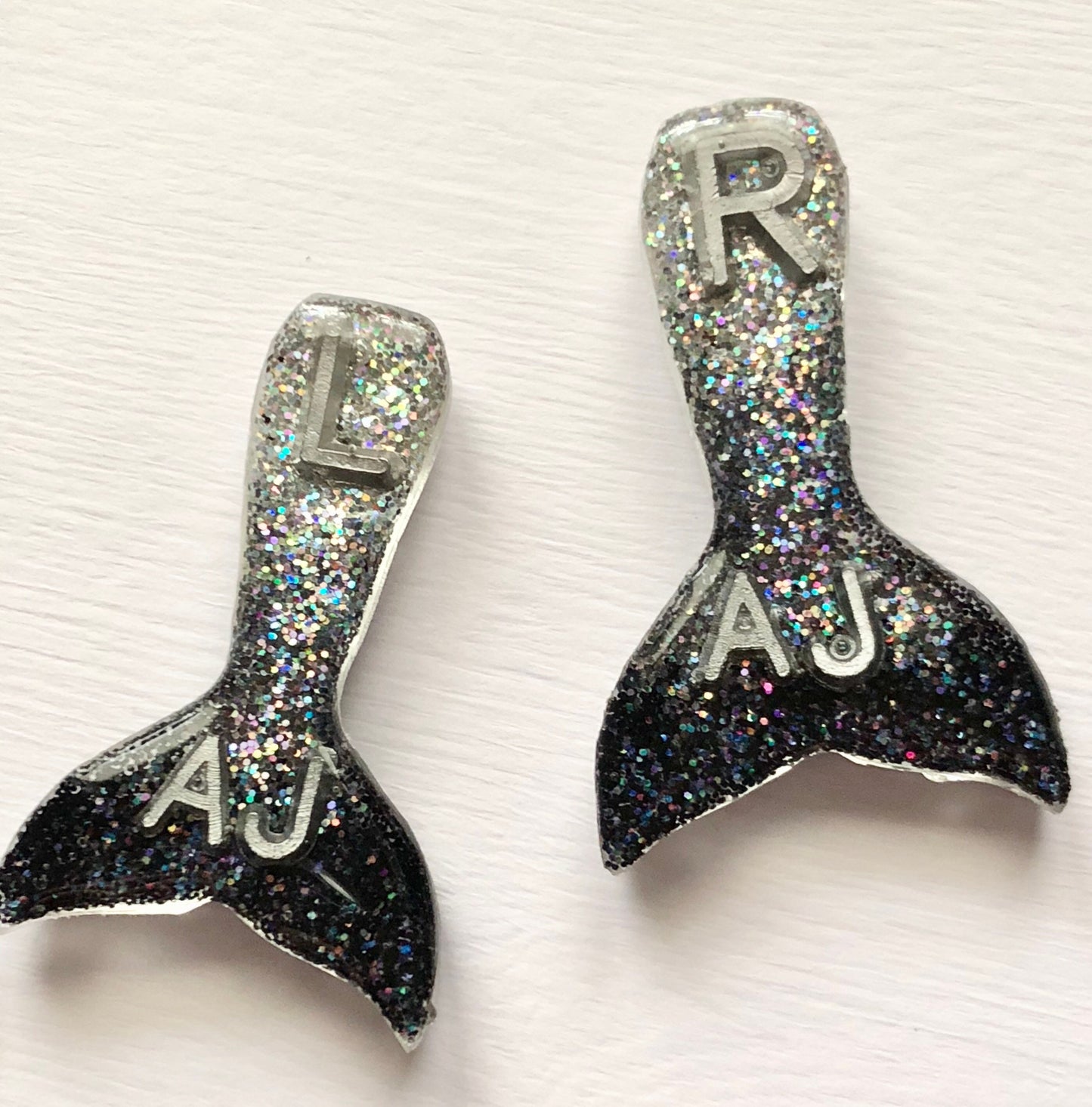Ombre Xray Markers Mermaid Shades of Gray Glitter Customized with TWO Initials