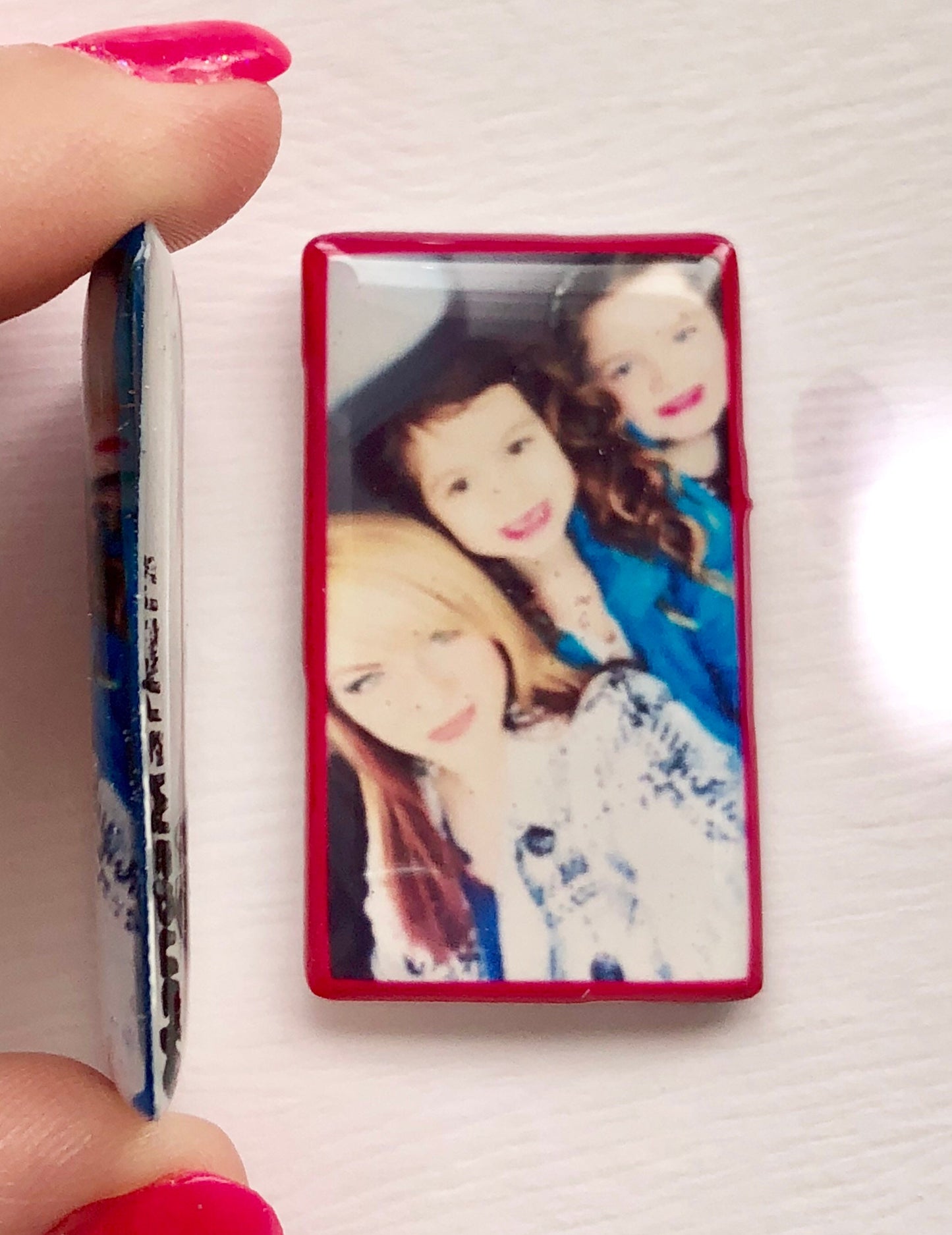 Rectangle Photo Markers with Thin Blue and Red Borders Customized with Initials