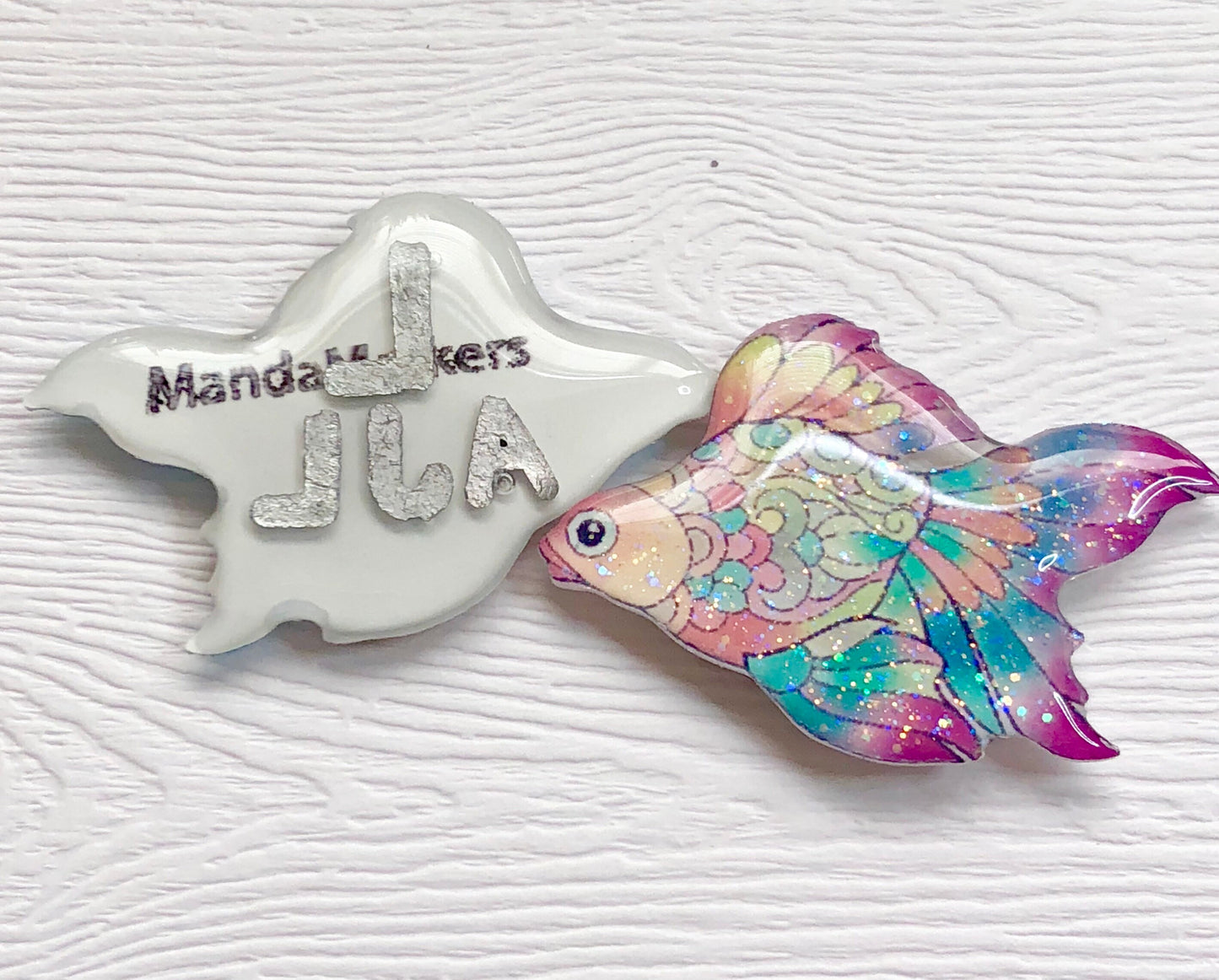 Glittery Watercolor Beta Fish Xray Markers Rainbow Colors Customized with initials