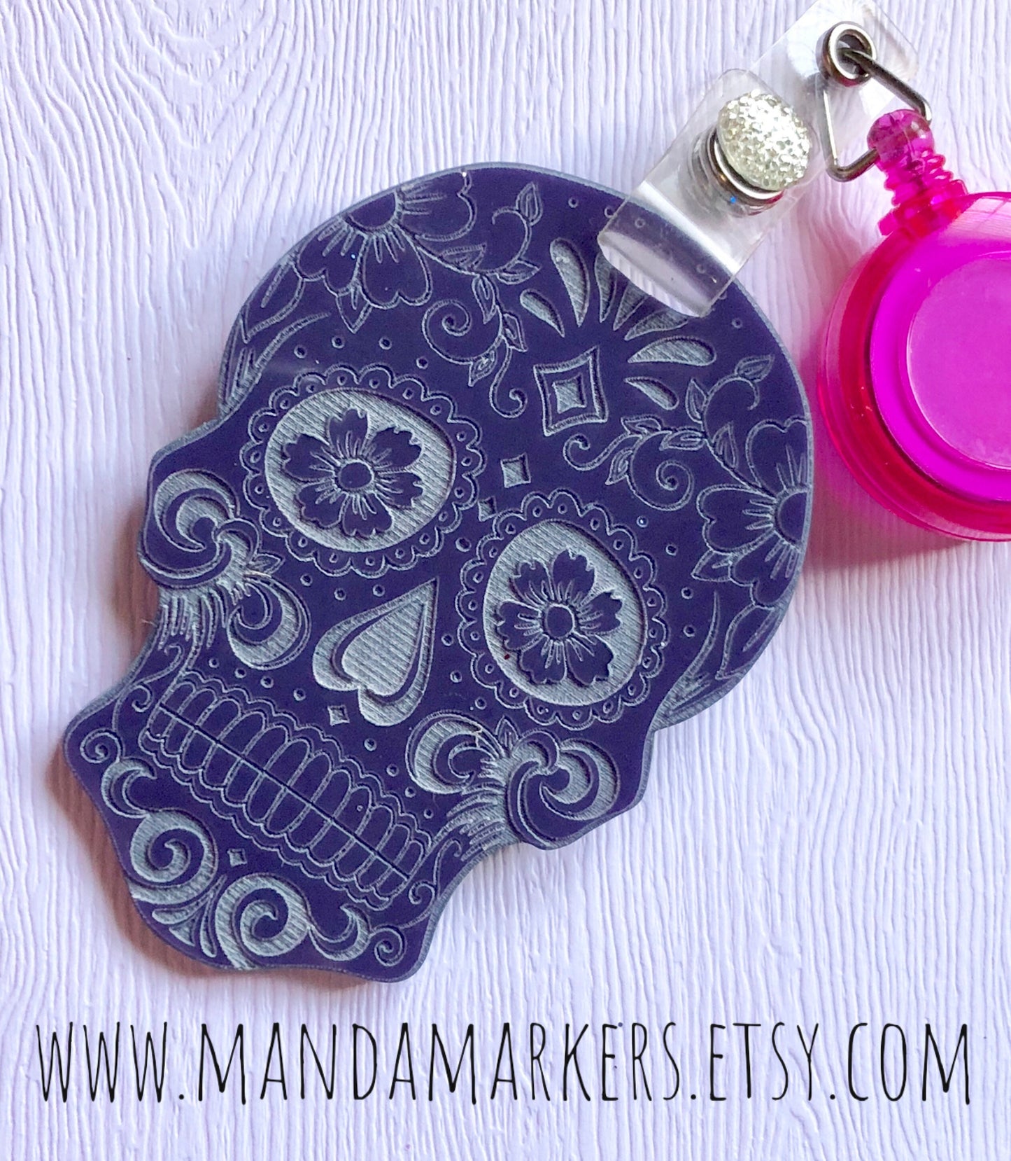 RadPad Etched Acrylic Sugar Skull for Holding Xray Markers
