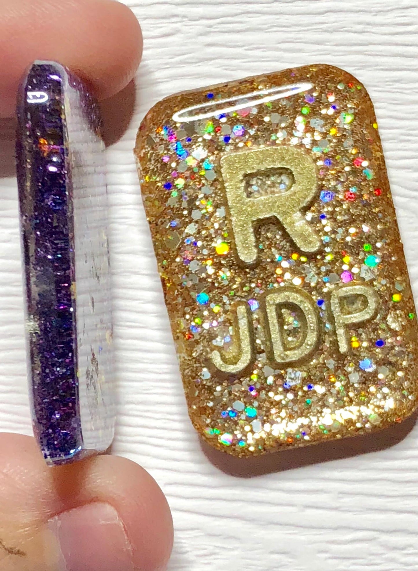 Xray Markers Rectangles Gold and Purple Customized with Gold Initials