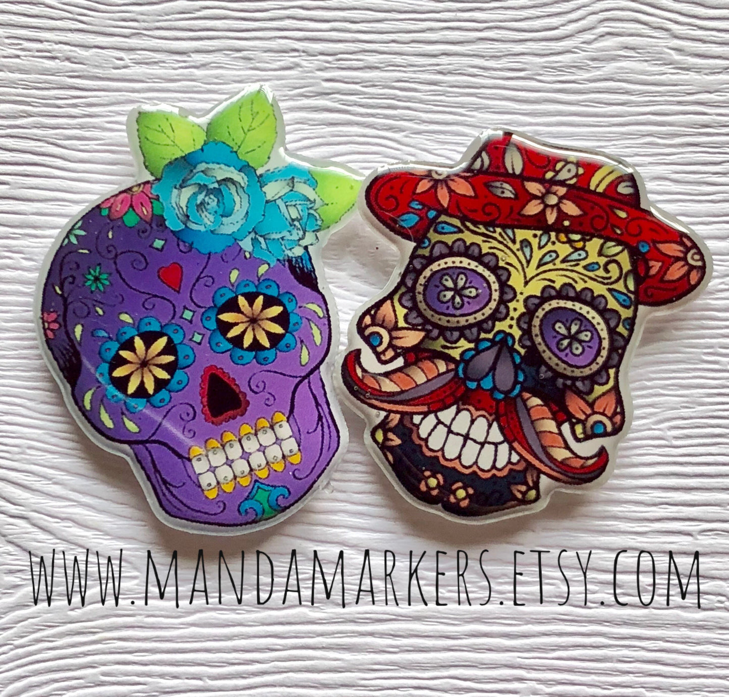 Mr and Mrs Day of the Dead Xray Markers Customized with Initials