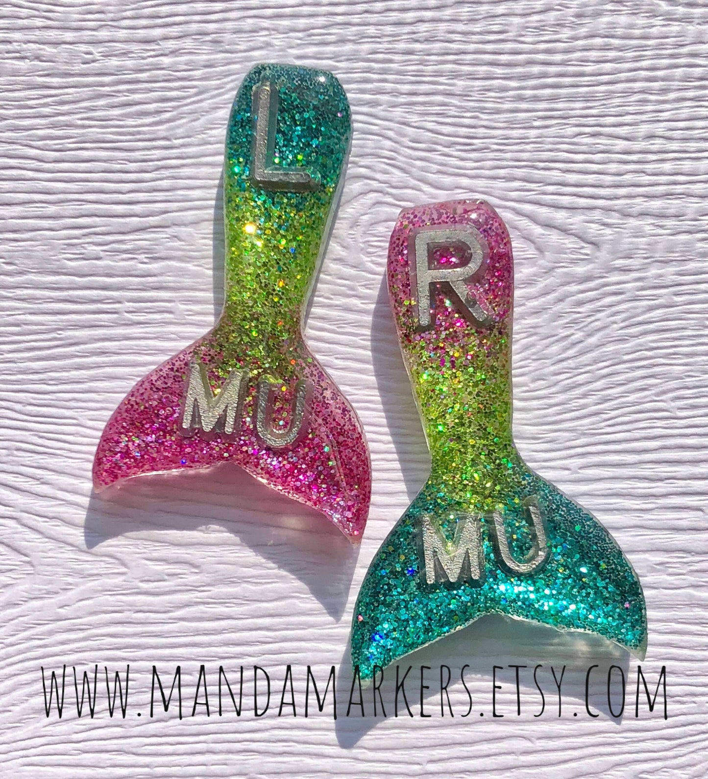Mermaid Xray Markers Pink/Green Customized w/Initials