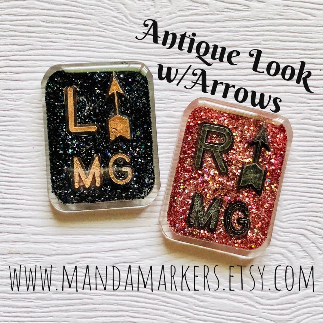 Antique Look Xray Markers with Arrows Customized with 2-3 Initials