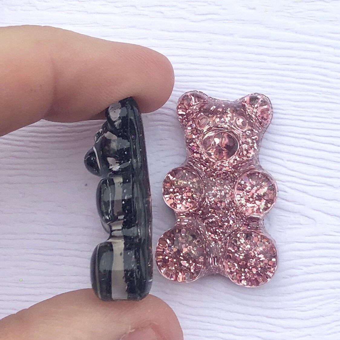 Candy Bears Customized with 2 Initials Rose Gold and Black Glitter
